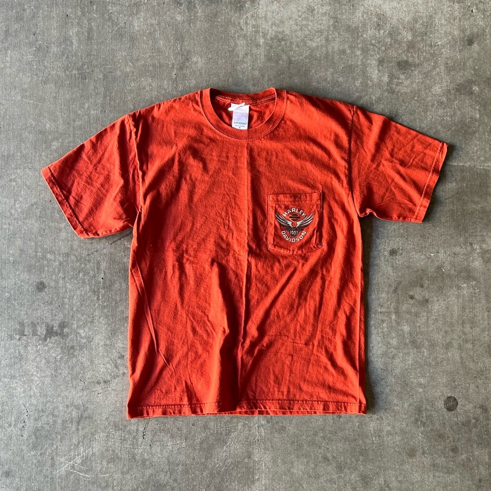 vintage rusty orange brown harley davidson tee